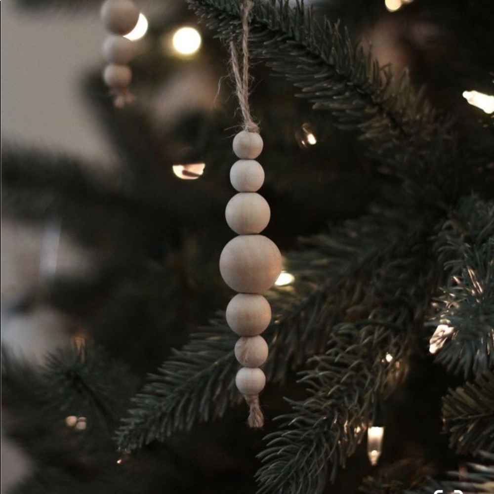 Farmhouse Christmas Wood Bead Ornaments